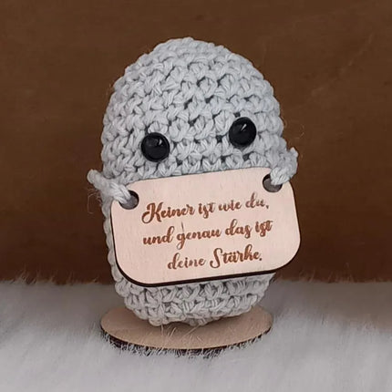 Positive Kartoffeln, personalisierbar. Mit Sprüchen die motivieren, oder Deinem eigenen Spruch. Mit Holzschildchen, Holzboden