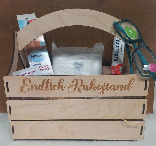 Rentnerbox/ Rentnerkorb, Ruhestand. Zur Rente, lustiges Geschenk zum Renteneintritt