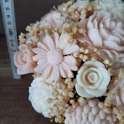 Luxus Rapswachs Strauß , Vanille und Natur, Bouquet, Blumenstrauß, Blumen aus Rapswachs, vegan, umweltfreundlich