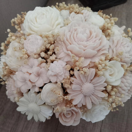 Luxus Rapswachs Strauß , Vanille und Natur, Bouquet, Blumenstrauß, Blumen aus Rapswachs, vegan, umweltfreundlich