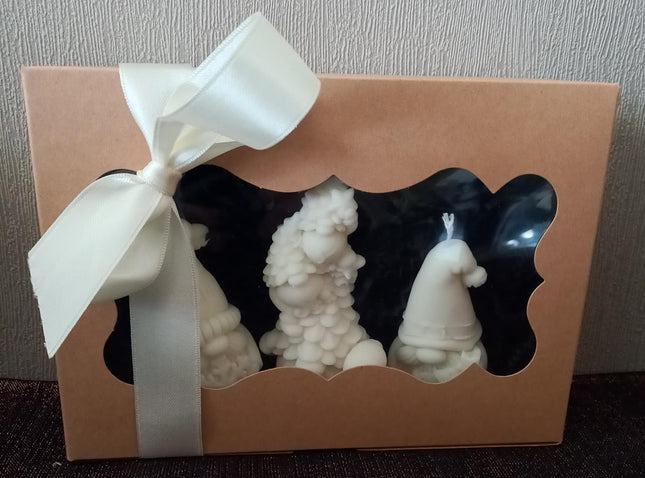Kerzen- Set in Geschenkverpackung, Gnomis in Farbe Natur