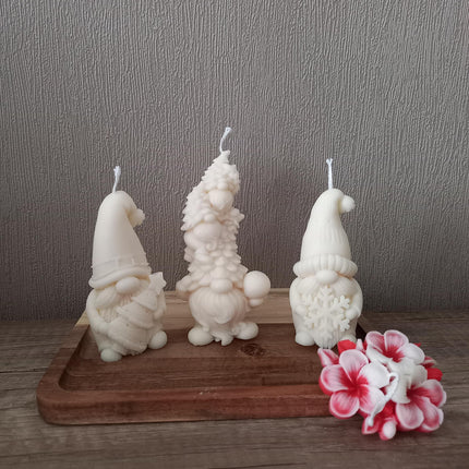 Kerzen- Set in Geschenkverpackung, Gnomis in Farbe Natur