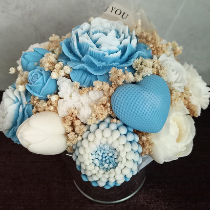 Blumenbouquet, Blumenstrauß, Blumen aus Rapswachs, vegan, umweltfreundlich
