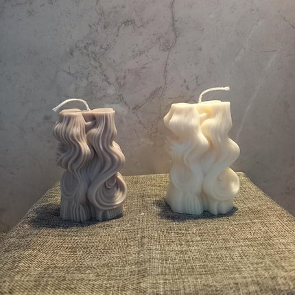 SWIRL, WELLEN, ABSTRAKTE Form, Kerze aus Rapswachs handgegossen