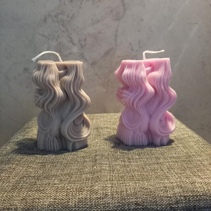SWIRL, WELLEN, ABSTRAKTE Form, Kerze aus Rapswachs handgegossen