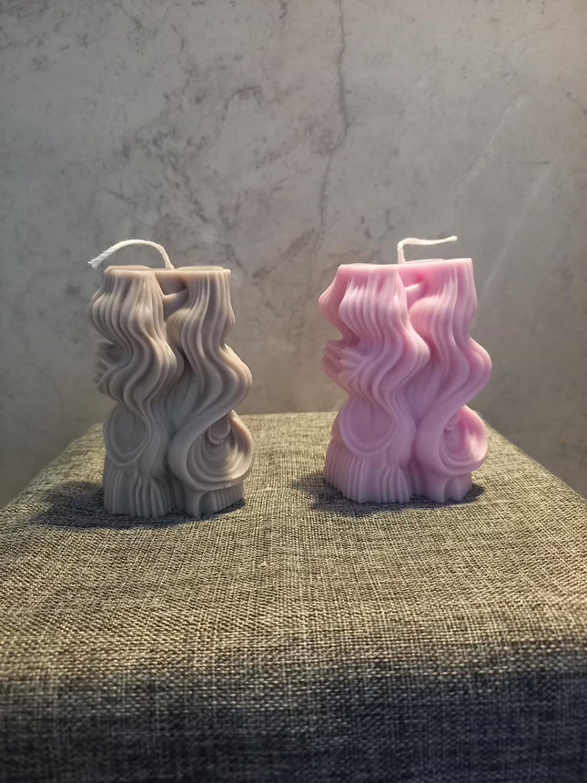 SWIRL, WELLEN, ABSTRAKTE Form, Kerze aus Rapswachs handgegossen
