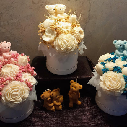 Baby Geschenk, Zur Geburt, verschiedene Farben, Babyparty, Blumen, Wachsblumen aus 100 % Rapswachs, Blumenbouque