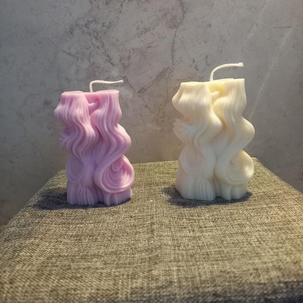 SWIRL, WELLEN, ABSTRAKTE Form, Kerze aus Rapswachs handgegossen