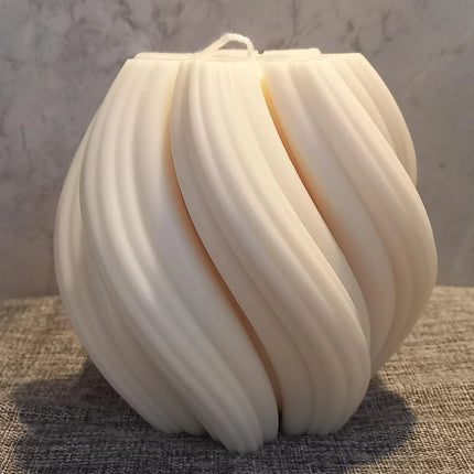 SWIRL, WELLEN, ABSTRAKTE Form, Große Kerze aus Rapswachs handgegossen