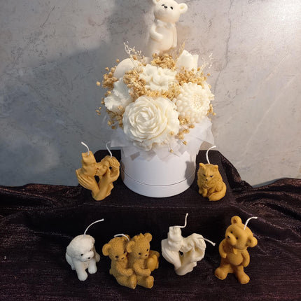 Baby Geschenk, Zur Geburt, verschiedene Farben, Babyparty, Blumen, Wachsblumen aus 100 % Rapswachs, Blumenbouque