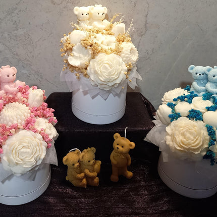 Baby Geschenk, Zur Geburt, verschiedene Farben, Babyparty, Blumen, Wachsblumen aus 100 % Rapswachs, Blumenbouque