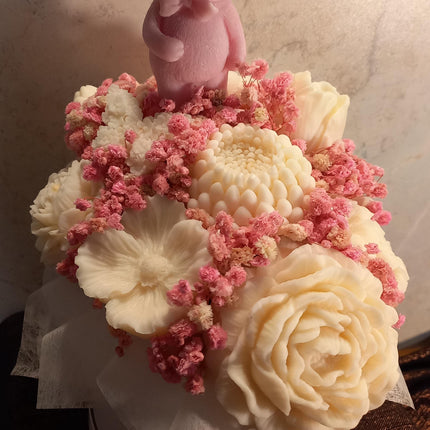 Baby Geschenk, Zur Geburt, verschiedene Farben, Babyparty, Blumen, Wachsblumen aus 100 % Rapswachs, Blumenbouque