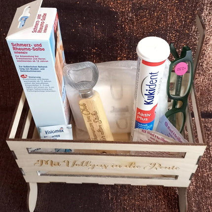 RENTE ROLLATOR, Rentnerbox/ Rentnerkorb, Ruhestand. Zur Rente, lustiges Geschenk für Mann oder Frau zum Renteneintritt, Schieferuntersetzer