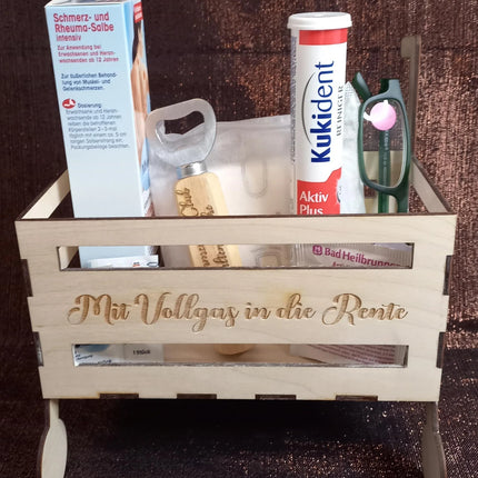 RENTE ROLLATOR, Rentnerbox/ Rentnerkorb, Ruhestand. Zur Rente, lustiges Geschenk für Mann oder Frau zum Renteneintritt, Schieferuntersetzer