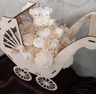 Baby Geschenk, KINDERWAGEN, Zur Geburt, FARBE NATUR! Babyparty, Blumen, Wachsblumen aus 100 % Rapswachs, Blumenbouquet
