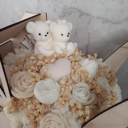 Baby Geschenk, KINDERWAGEN, Zur Geburt, FARBE NATUR! Babyparty, Blumen, Wachsblumen aus 100 % Rapswachs, Blumenbouquet
