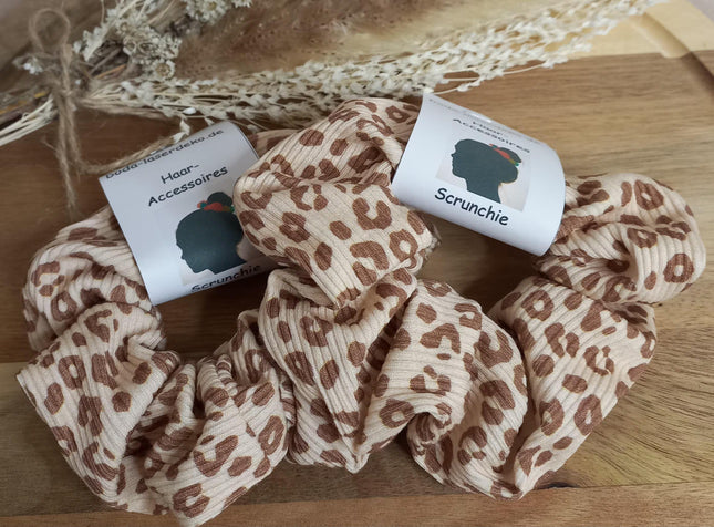 Scrunchies, verschiedene Designs Blume, Leo, Rippjersey, Musselin, Jersey, Ökotex
