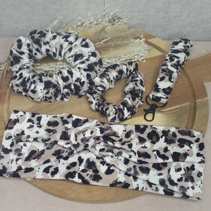 Leo SET, Scrunchie in Original und S Größe, Scrunchie- Schlüsselanhänger und Stirnband im SET