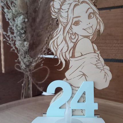 Geburtstag, Freches Mädchen, Glas, Zahlen, Resin, Holz gelasert, Teelichthalter