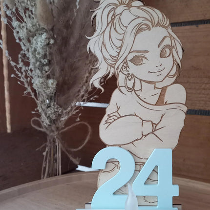 Geburtstag, Freches Mädchen, Glas, Zahlen, Resin, Holz gelasert, Teelichthalter