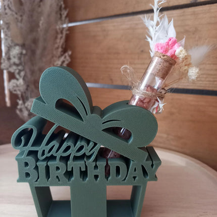 Geburtstagsgeschenk 3D gedruckt mit Reagenzglas ( Kunststoff) Geldgeschenk, Personalisierung möglich