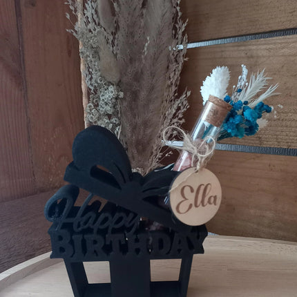 Geburtstagsgeschenk 3D gedruckt mit Reagenzglas ( Kunststoff) Geldgeschenk, Personalisierung möglich