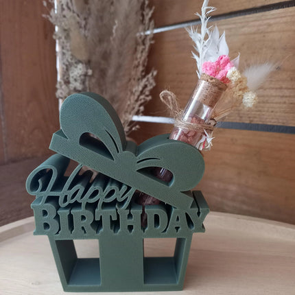 Geburtstagsgeschenk 3D gedruckt mit Reagenzglas ( Kunststoff) Geldgeschenk, Personalisierung möglich