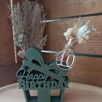 Geburtstagsgeschenk 3D gedruckt mit Reagenzglas ( Kunststoff) Geldgeschenk, Personalisierung möglich